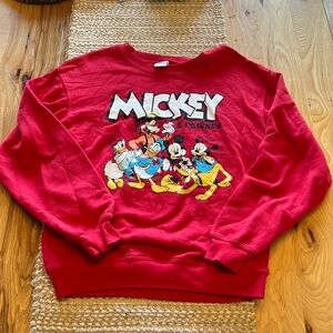 Disney Junior's Mickey & Friends Pullover Red sweatshirt crew neck size XS